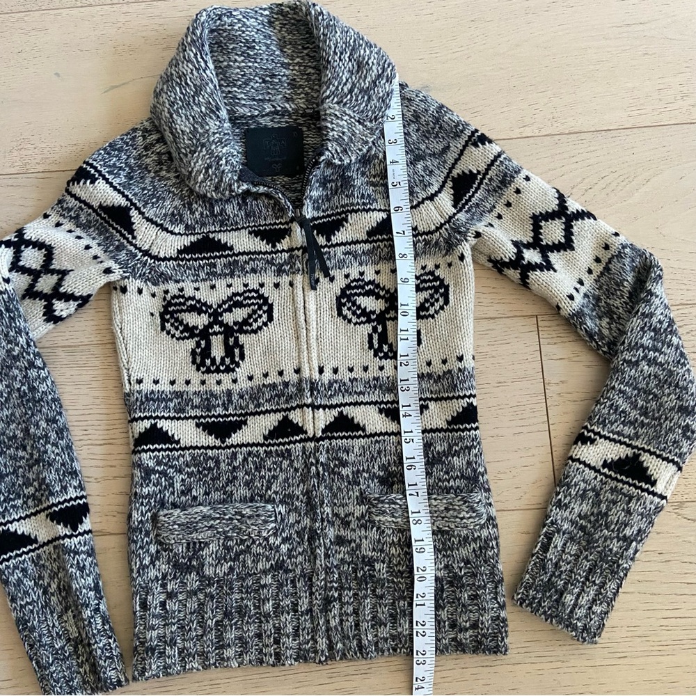 Aritzia TNA Sea to Sky Quarter Zip Sweater XS Black Cream Lambswool Vintage - Picture 8 of 8